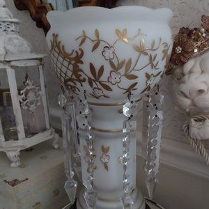 Beautiful Antique Boudoir lamp with Antique Spear Crystals